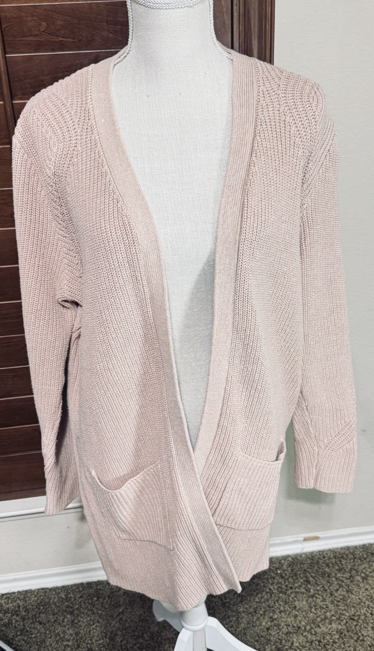 A.N.A. Blush Pink Cardigan Sweater Women's XL open front varsity‎ boyfriend